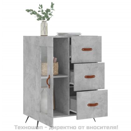 Сайдборд, бетонно сив, 69,5x34x90 см, инженерно дърво