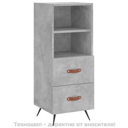 Сайдборд, бетонно сив, 34,5x34x90 см, инженерно дърво