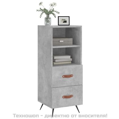 Сайдборд, бетонно сив, 34,5x34x90 см, инженерно дърво