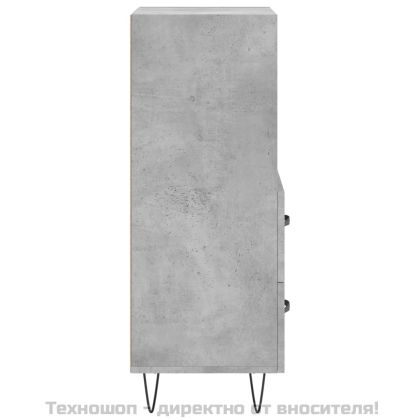 Сайдборд, бетонно сив, 34,5x34x90 см, инженерно дърво