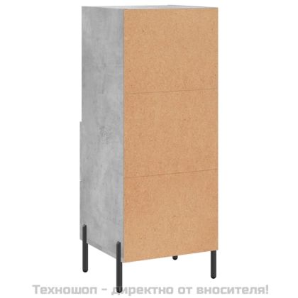 Сайдборд, бетонно сив, 34,5x34x90 см, инженерно дърво