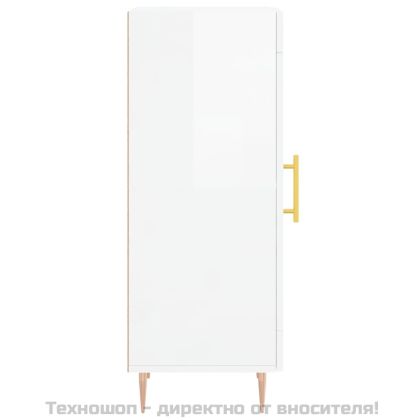 Сайдборд, бял гланц, 34,5x34x90 см, инженерно дърво