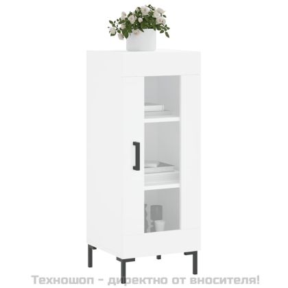 Сайдборд, бял, 34,5x34x90 см, инженерно дърво