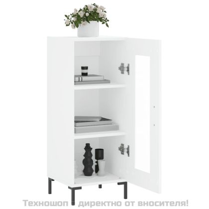 Сайдборд, бял, 34,5x34x90 см, инженерно дърво