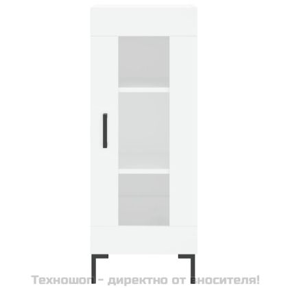 Сайдборд, бял, 34,5x34x90 см, инженерно дърво