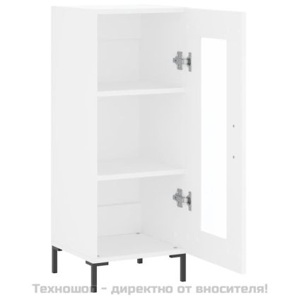 Сайдборд, бял, 34,5x34x90 см, инженерно дърво