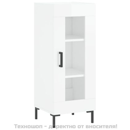 Сайдборд, бял гланц, 34,5x34x90 см, инженерно дърво