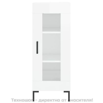 Сайдборд, бял гланц, 34,5x34x90 см, инженерно дърво