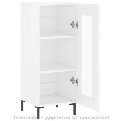 Сайдборд, бял гланц, 34,5x34x90 см, инженерно дърво