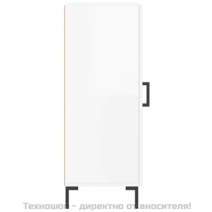 Сайдборд, бял гланц, 34,5x34x90 см, инженерно дърво