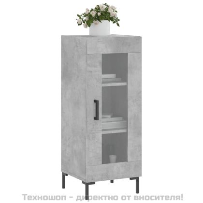 Сайдборд, бетонно сив, 34,5x34x90 см, инженерно дърво