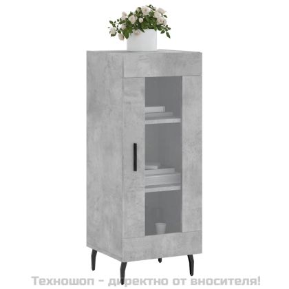 Сайдборд, бетонно сив, 34,5x34x90 см, инженерно дърво