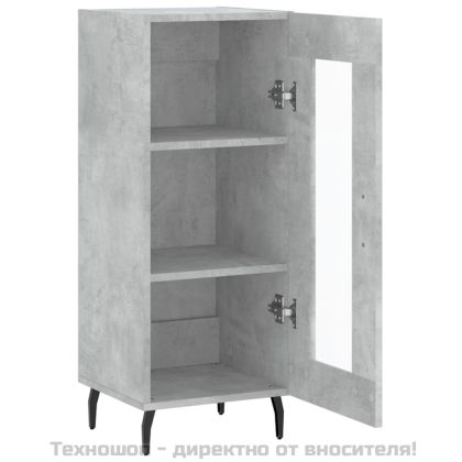 Сайдборд, бетонно сив, 34,5x34x90 см, инженерно дърво