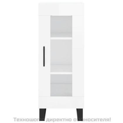 Сайдборд, бял гланц, 34,5x34x90 см, инженерно дърво