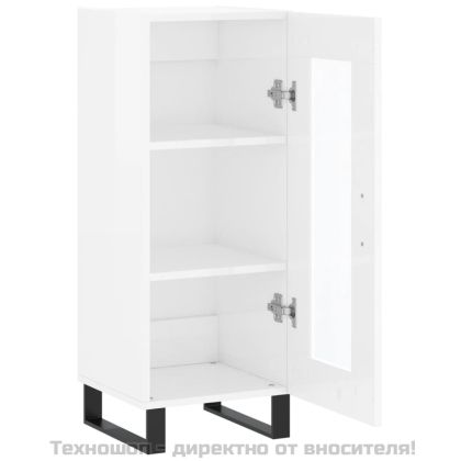 Сайдборд, бял гланц, 34,5x34x90 см, инженерно дърво