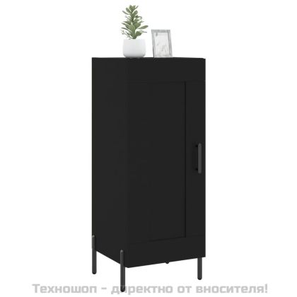 Сайдборд, черен, 34,5x34x90 см, инженерно дърво