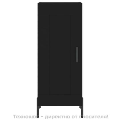 Сайдборд, черен, 34,5x34x90 см, инженерно дърво
