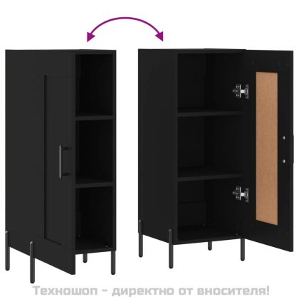 Сайдборд, черен, 34,5x34x90 см, инженерно дърво