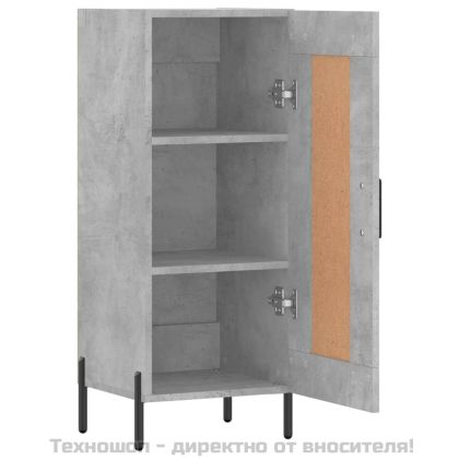 Сайдборд, бетонно сив, 34,5x34x90 см, инженерно дърво