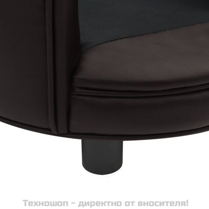 Кучешки диван, кафяв, 48x48x32 см, плюш и изкуствена кожа