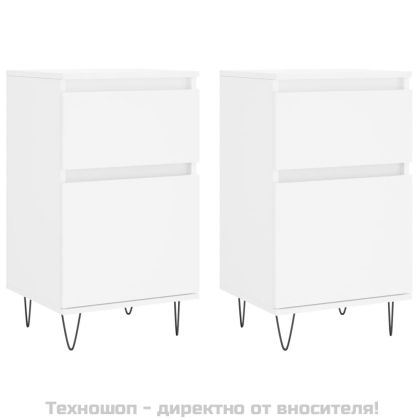 Бюфети, 2 бр, бели, 40x35x70 см, инженерно дърво