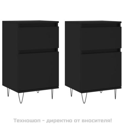 Бюфети, 2 бр, черни, 40x35x70 см, инженерно дърво