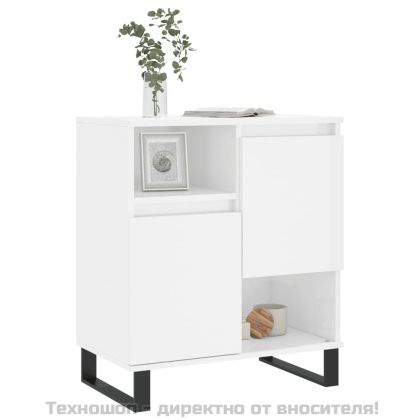 Сайдборд, бял гланц, 60x35x70 см, инженерно дърво