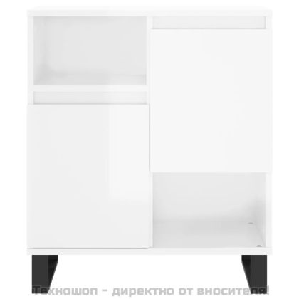 Сайдборд, бял гланц, 60x35x70 см, инженерно дърво