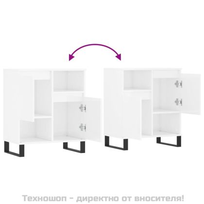 Сайдборд, бял гланц, 60x35x70 см, инженерно дърво