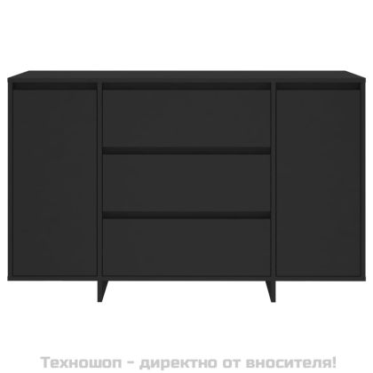 Бюфет с 3 чекмеджета, черен, 120x41x75 см, инженерно дърво