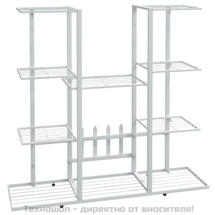 Стойка за цветя, 94,5x25x89 см, бяла, желязо