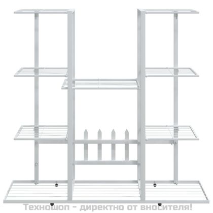 Стойка за цветя, 94,5x25x89 см, бяла, желязо