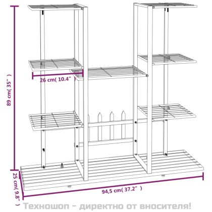 Стойка за цветя, 94,5x25x89 см, бяла, желязо