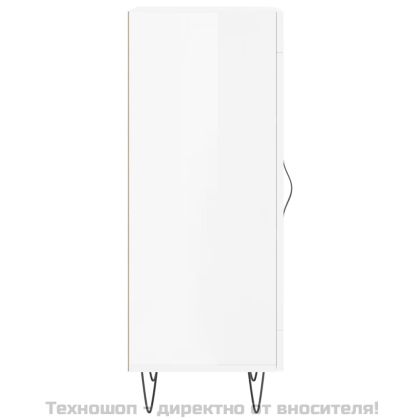 Сайдборд, бял гланц, 34,5x34x90 см, инженерно дърво