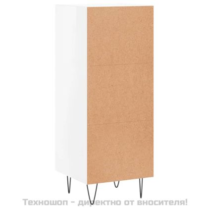 Сайдборд, бял гланц, 34,5x34x90 см, инженерно дърво