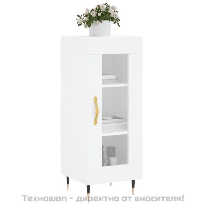 Сайдборд, бял, 34,5x34x90 см, инженерно дърво