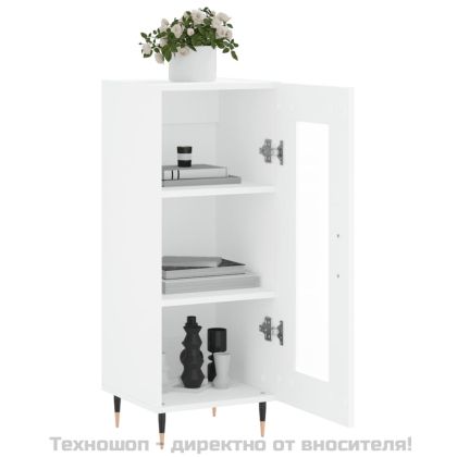 Сайдборд, бял, 34,5x34x90 см, инженерно дърво