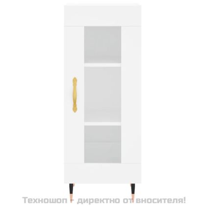 Сайдборд, бял, 34,5x34x90 см, инженерно дърво