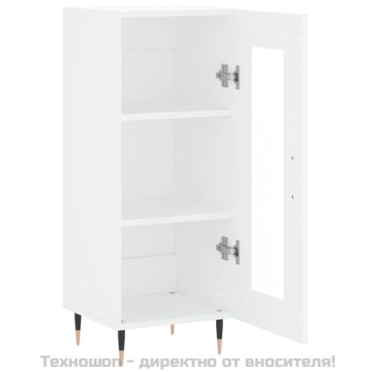 Сайдборд, бял, 34,5x34x90 см, инженерно дърво