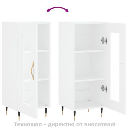 Сайдборд, бял, 34,5x34x90 см, инженерно дърво