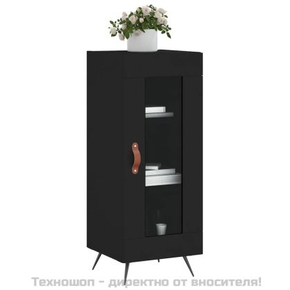 Сайдборд, черен, 34,5x34x90 см, инженерно дърво