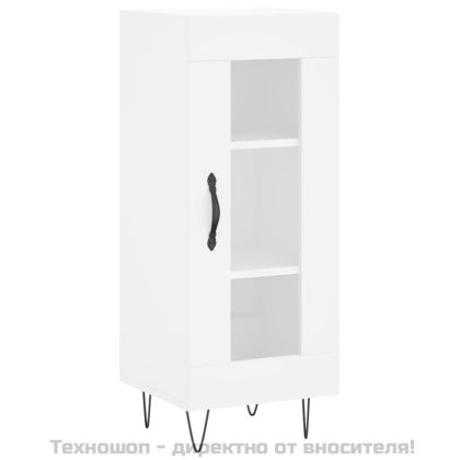 Сайдборд, бял, 34,5x34x90 см, инженерно дърво