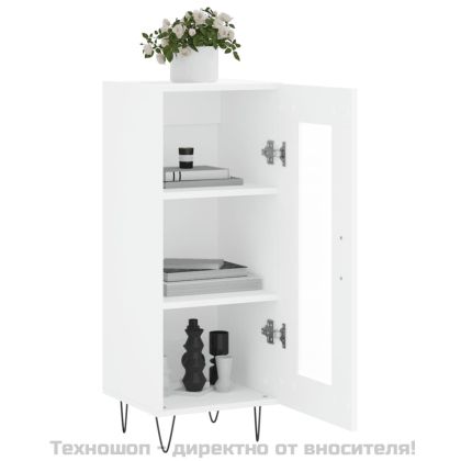 Сайдборд, бял, 34,5x34x90 см, инженерно дърво