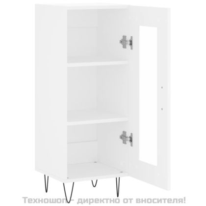 Сайдборд, бял, 34,5x34x90 см, инженерно дърво