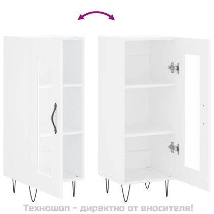 Сайдборд, бял, 34,5x34x90 см, инженерно дърво