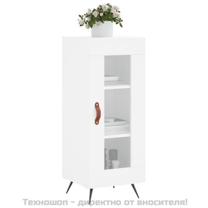 Сайдборд, бял гланц, 34,5x34x90 см, инженерно дърво