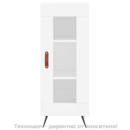 Сайдборд, бял гланц, 34,5x34x90 см, инженерно дърво