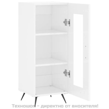 Сайдборд, бял гланц, 34,5x34x90 см, инженерно дърво