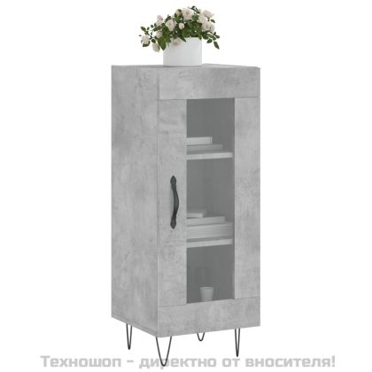 Сайдборд, бетонно сив, 34,5x34x90 см, инженерно дърво