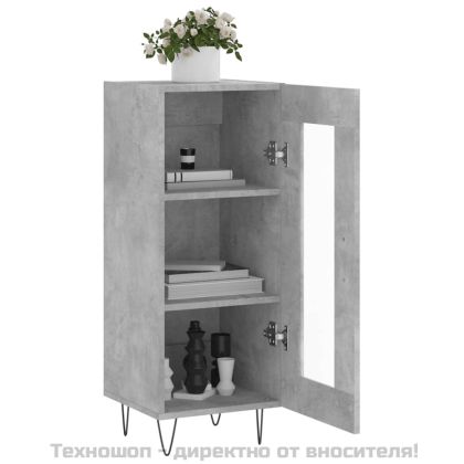 Сайдборд, бетонно сив, 34,5x34x90 см, инженерно дърво